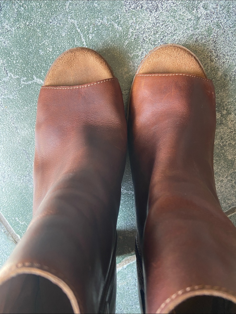 Timberland Brown Leather Peep Toe Ankle Heeled Boots - Picture 5 of 6